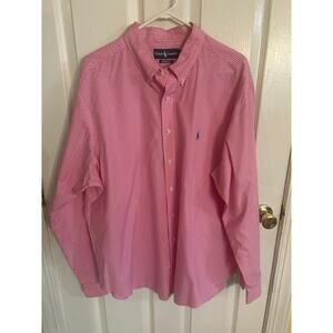 Ralph Lauren Pink Gingham Checked LS‎ Button Down Oxford Size XXL